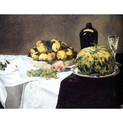 Still Life with Melon and Peaches By Edouard Manet - Art gallery oil painting reproductions