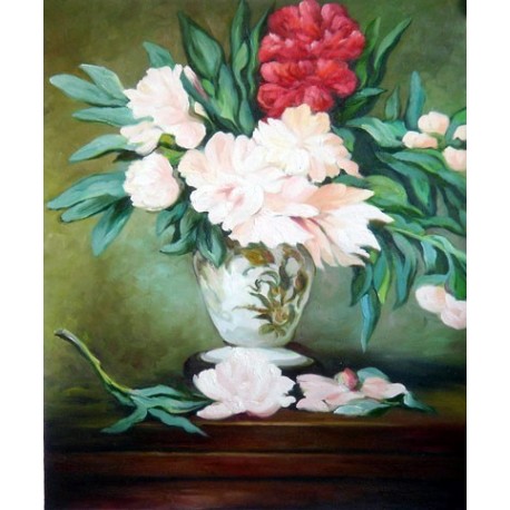Vase of Peonies 1864 By Edouard Manet - Art gallery oil painting...