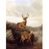 Buck and Doe by Arthur F. Tait – Hand‑Painted Reproduction