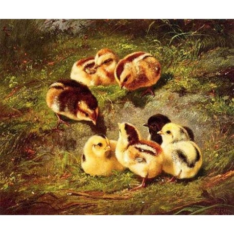 Chickens by Arthur F. Tait – Hand-Painted Reproduction