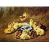 Chicks and Delft Bowl by Arthur F. Tait – Hand-Painted Reproduction