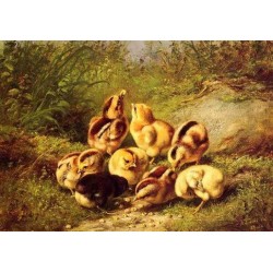 Chicks Rather Hard Fare by Arthur F. Tait – Hand-Painted Reproduction
