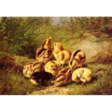 Chicks Rather Hard Fare by Arthur F. Tait – Hand-Painted Reproduction