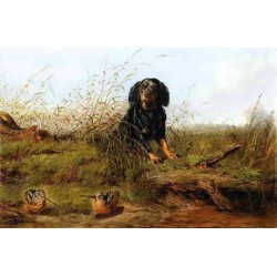 Cocker Spaniel & Woodcock by A.F. Tait – Hand‑Painted Reproduction