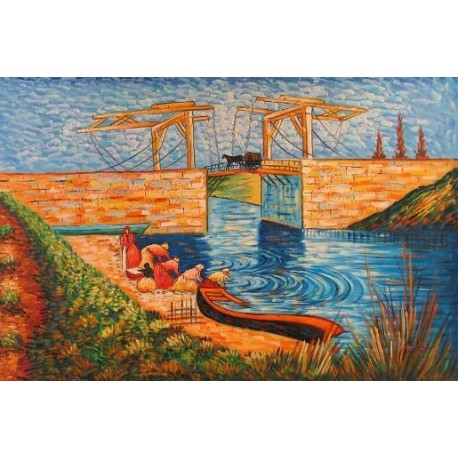 The Langlois Bridge at Arles with Women Washing 2 by Vincent Van Gogh - Art gallery oil painting reproductions