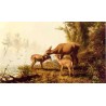 Deer in the Woods by Arthur F. Tait – Hand‑Painted Reproduction