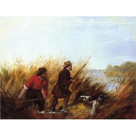 Duck Shooting - A Good Shot By Arthur Fitzwilliam Tait - Art gallery oil painting reproductions