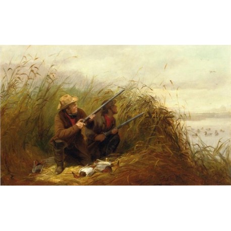Duck Shooting with Decoys By Arthur Fitzwilliam Tait - Art gallery oil painting reproductions