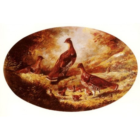 Grouse Family By Arthur Fitzwilliam Tait - Art gallery oil painting reproductions