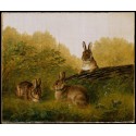 Rabbits on a Log  By Arthur Fitzwilliam Tait - Art gallery oil...