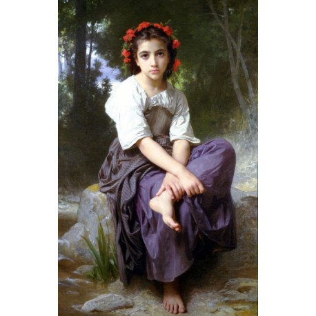 At the Edge of the Brook 1875 by  William Adolphe Bouguereau - Art gallery oil painting reproductions