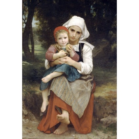 Breton Brother and Sister 1871 by William Adolphe Bouguereau - Art gallery oil painting reproductions