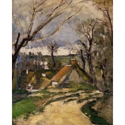 The Cottages of Auvers by Paul Cezanne-Art gallery oil painting...