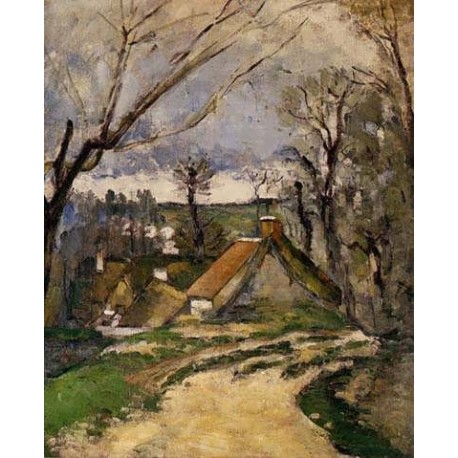 The Cottages of Auvers by Paul Cezanne-Art gallery oil painting...