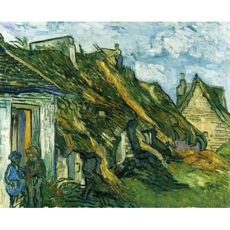 Old Cottages-Chaponval by Vincent Van Gogh - Art gallery oil painting reproductions