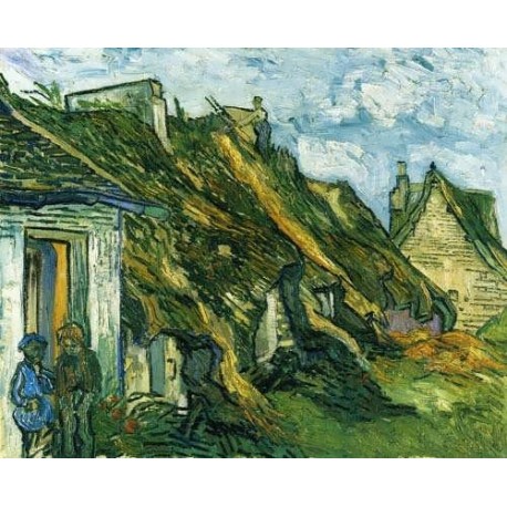 Old Cottages-Chaponval by Vincent Van Gogh -  Art gallery oil painting reproductions