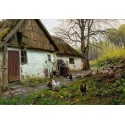 Bromolle Farm with Chickens  - Art gallery oil painting