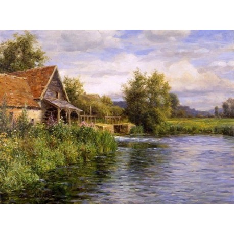 Cottage by the River - Art gallery oil painting