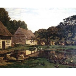 A Farmyard In Normandy by Claude Oscar Monet - Art gallery oil...
