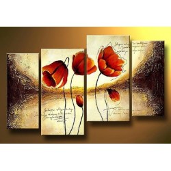 Three Red Flowers | Oil Painting Abstract art Gallery
