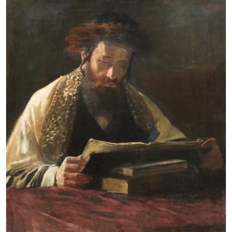 Rabbi Studying by Lazar Krestin | Jewish Art Oil Painting Gallery