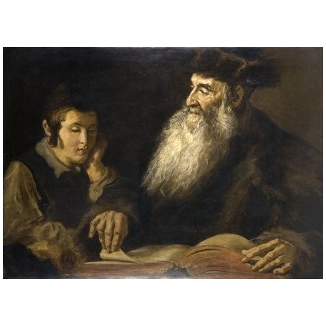 Father & Son by Lazar Krestin | Jewish Art Oil Painting Gallery