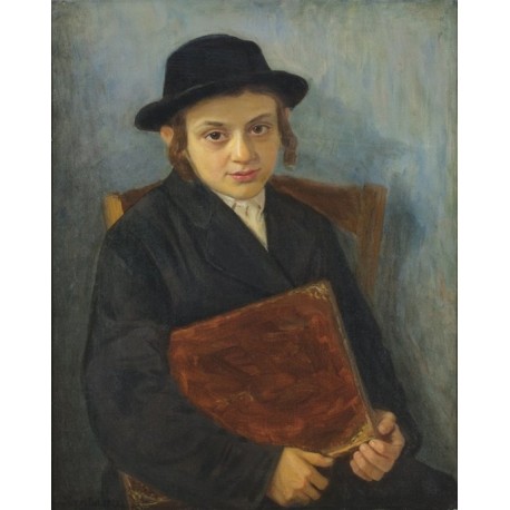 Portrait of a Jewish Boy by Lazar Krestin | Jewish Art Oil Painting Gallery