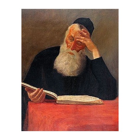 Rabbi Learning II by Lazar Krestin | Jewish Art Oil Painting Gallery