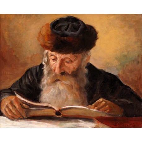 Rabbi Reading by Lazar Krestin | Jewish Art Oil Painting Gallery