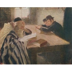 The Dispute in Learning by Lazar Krestin | Jewish Art Oil Painting...
