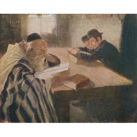 The Dispute in Learning by Lazar Krestin | Jewish Art Oil Painting Gallery