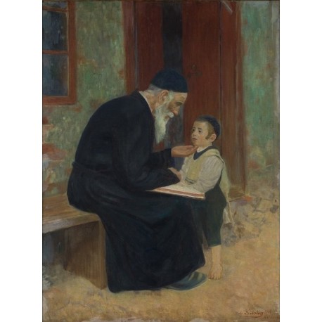 The Lesson by Lazar Krestin | Jewish Art Oil Painting Gallery