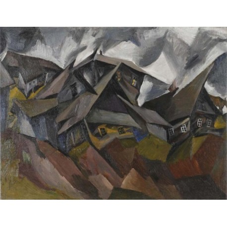 Houses in a Small Town by Issachar Ber Ryback Jewish Art Oil...