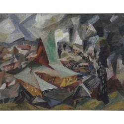 Small Town after the Pogrom by Issachar Ber Ryback Jewish Art Oil...
