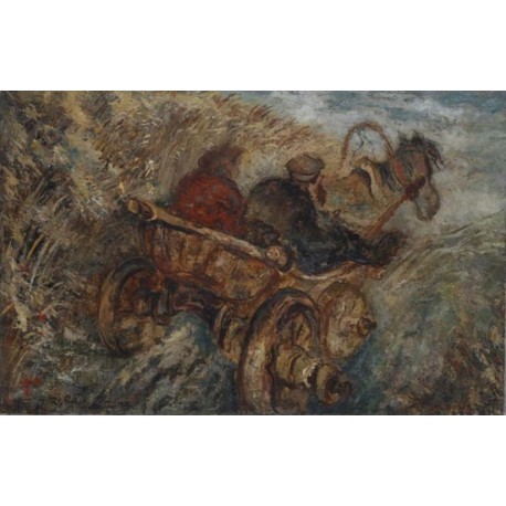 Two on the Carriage by Issachar Ber Ryback Jewish Art Oil Painting Gallery