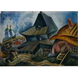 Village Scene by Issachar Ber Ryback Jewish Art Oil Painting Gallery