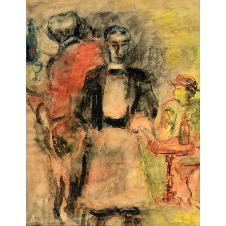Waiter in a Restaurant by Issachar Ber Ryback Jewish Art Oil Painting Gallery