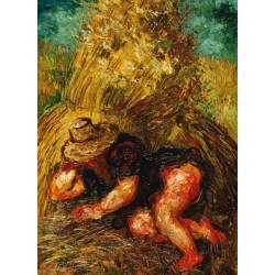 Woman in Hay by Issachar Ber Ryback Jewish Art Oil Painting Gallery