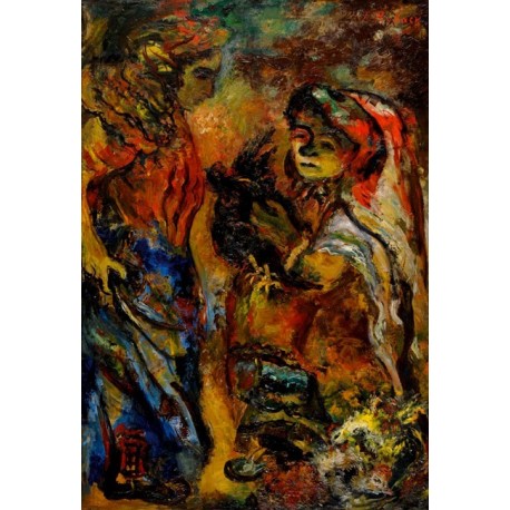 Women and a Cockerel by Issachar Ber Ryback Jewish Art Oil Painting Gallery