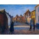 Ray of Sunlight in the Street of Brugge, 1920 by Artur Markowicz -Jewish Art Oil Painting Gallery