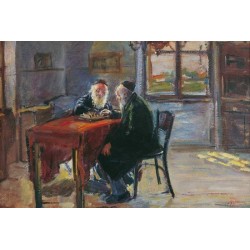 Chess Players, 1926 by Artur Markowicz -Jewish Art Oil Painting...
