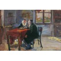 Chess Players, 1926 by Artur Markowicz -Jewish Art Oil Painting...