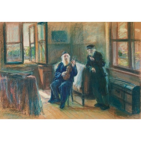 Grajek, 1927 by Artur Markowicz -Jewish Art Oil Painting Gallery