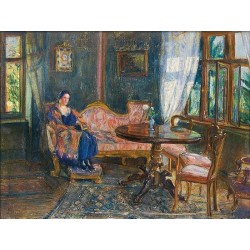 In Salon, Portrait of Wife 1924 by Artur Markowicz -Jewish Art Oil...