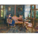 In Salon, Portrait of Wife 1924 by Artur Markowicz -Jewish Art Oil...