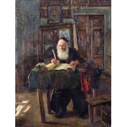Scripture Copyist in his Chamber by Artur Markowicz -Jewish Art Oil Painting Gallery
