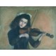 Small Violinist by Artur Markowicz -Jewish Art Oil Painting Gallery