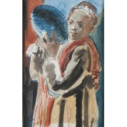 Oriental au Tambourine, 1927 by Adolphe Feder - Jewish Art Oil...