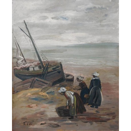 The Fishermen Wives by Adolphe Feder - Jewish Art Oil Painting Gallery