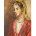 Woman with a Shawl by Adolphe Feder - Jewish Art Oil Painting Gallery